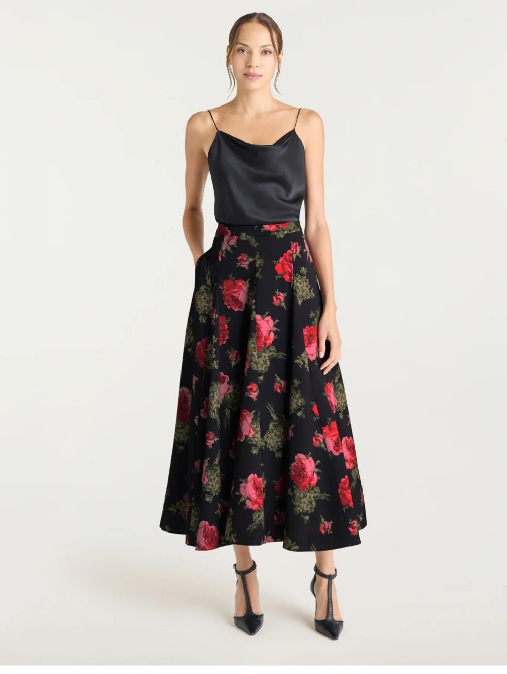New.. Hilda Floral Goldet  A-Line Maxi Skirt..no Tag.